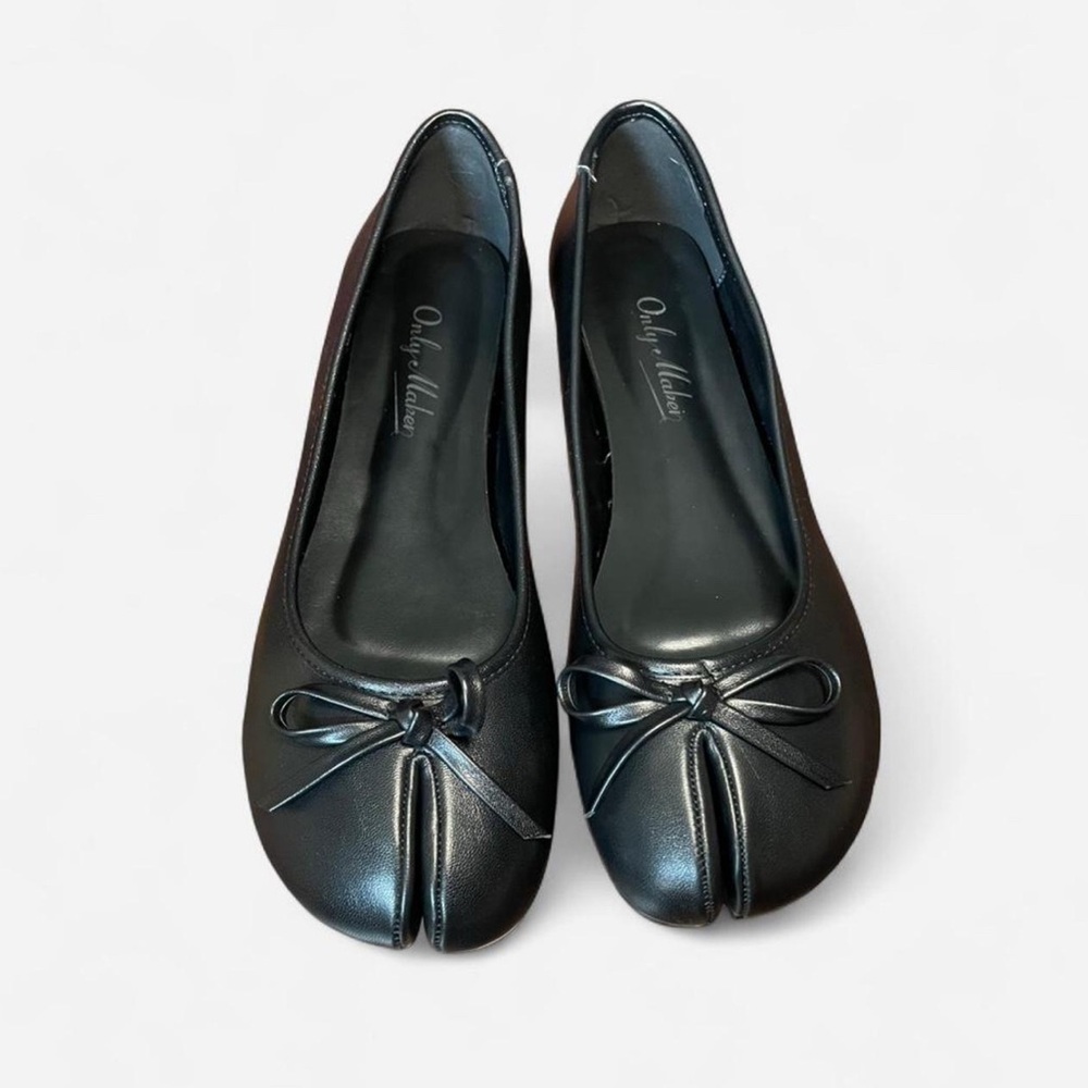 Only Maker Round Toe Bow Tabi Ballet Flats